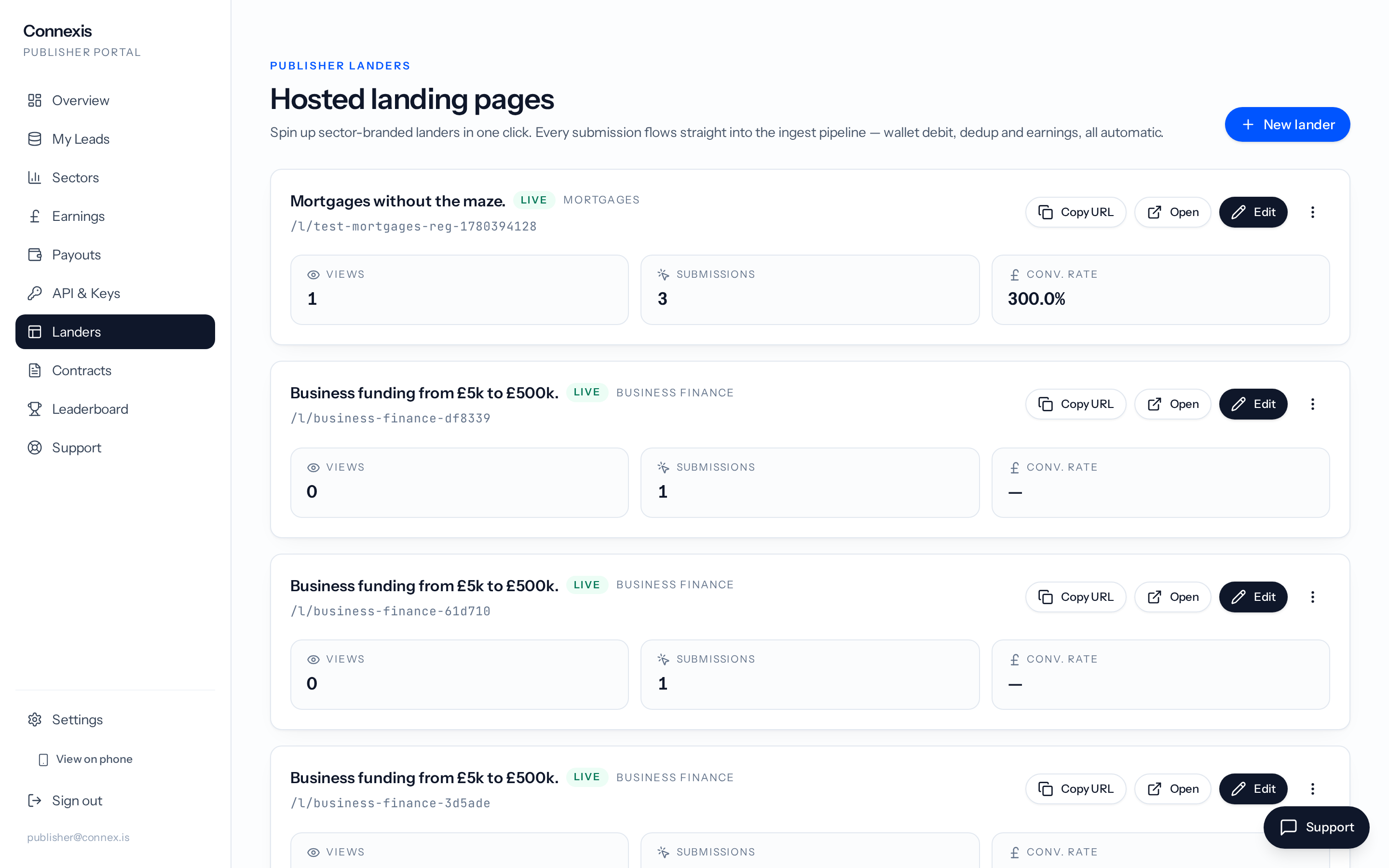 Lander builder screenshot