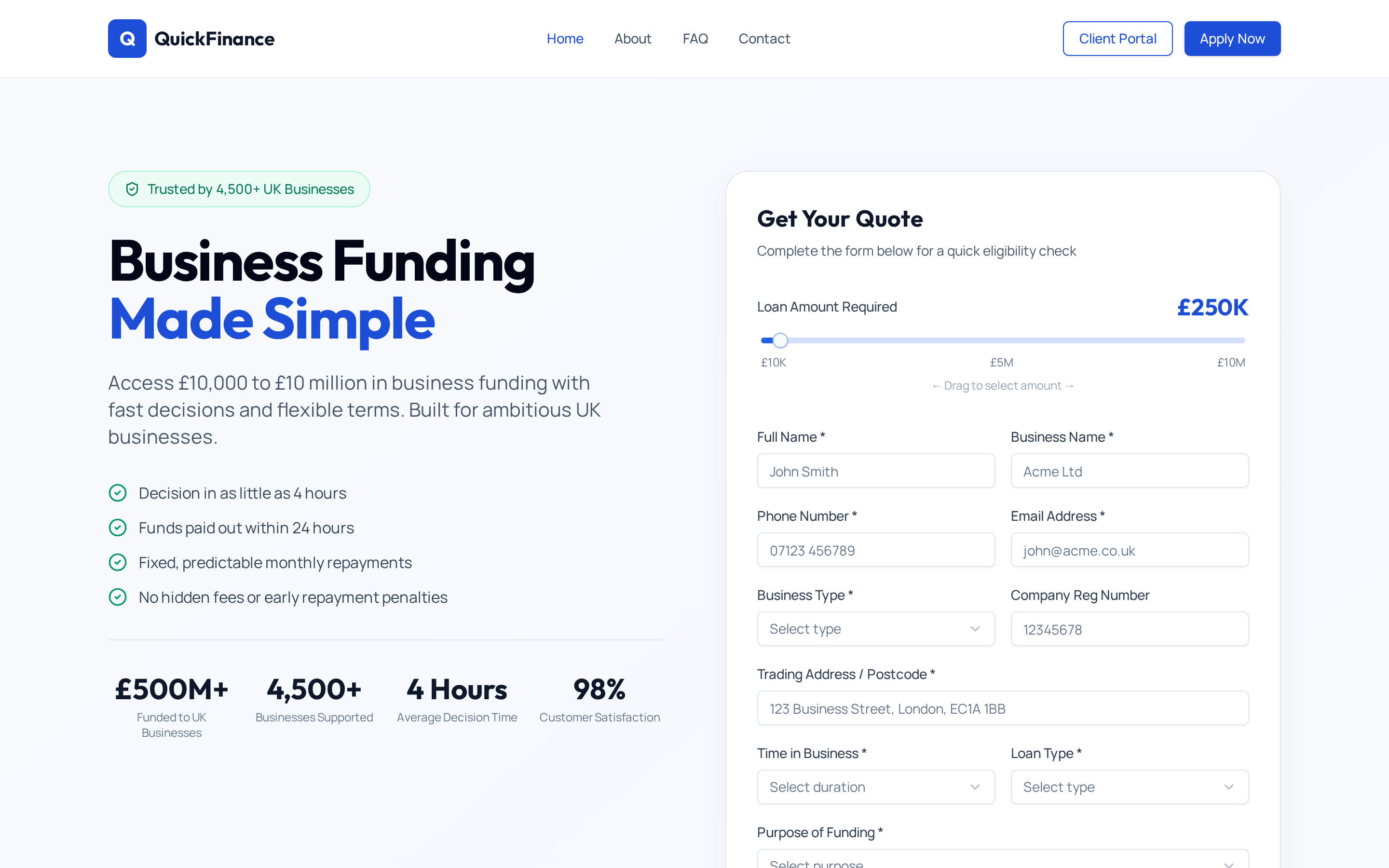 QuickFinance consumer site