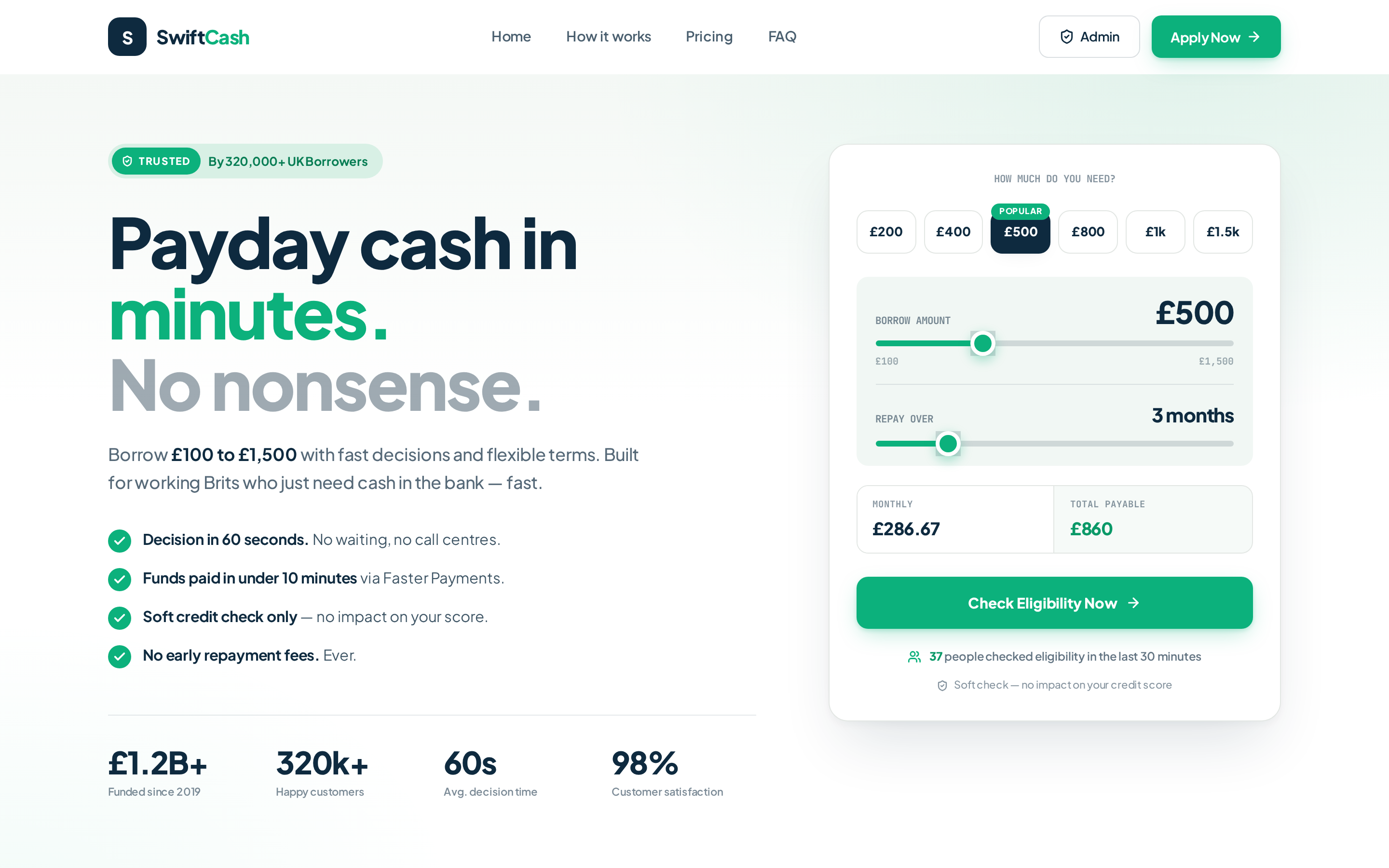 SwiftCash consumer site